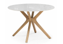 Стол Unika Round белый мрамор / светлое дерево