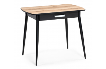 Деревянный стол Айленд 110(155)х68х76 бетон светлый / черный