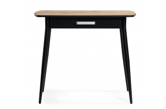 Деревянный стол Айленд 110(155)х68х76 бетон светлый / черный