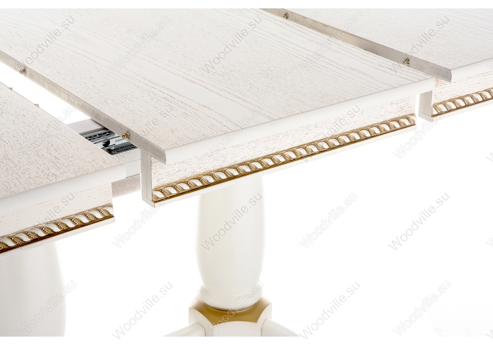 Деревянный стол Кантри 120 молочный с золотой патиной