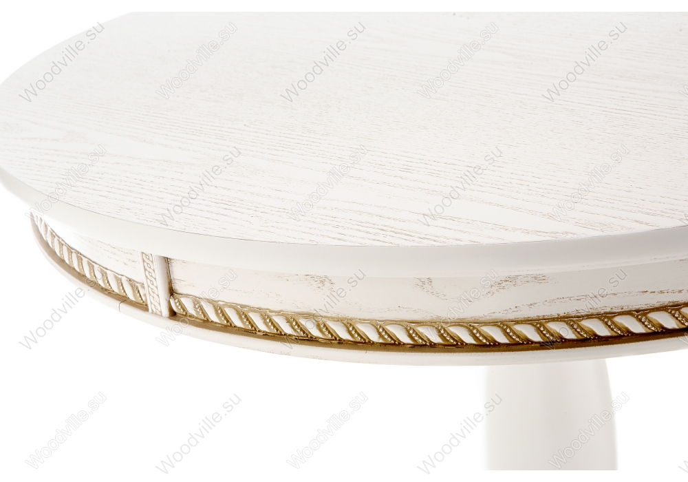 Деревянный стол Кантри 120 молочный с золотой патиной