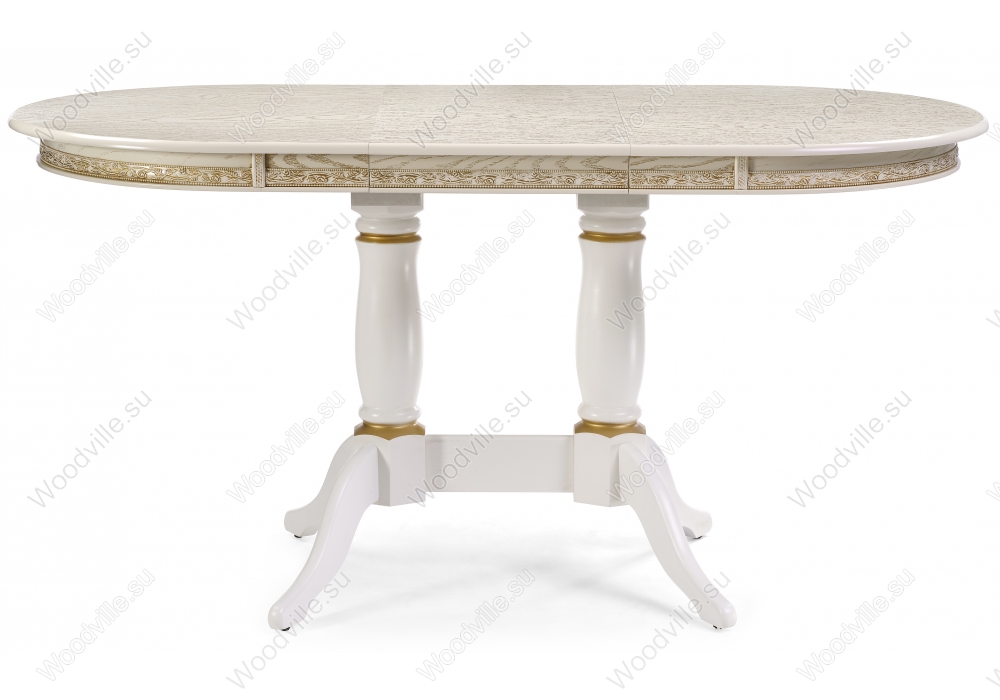 Деревянный стол Кантри 120 крем с золотой патиной