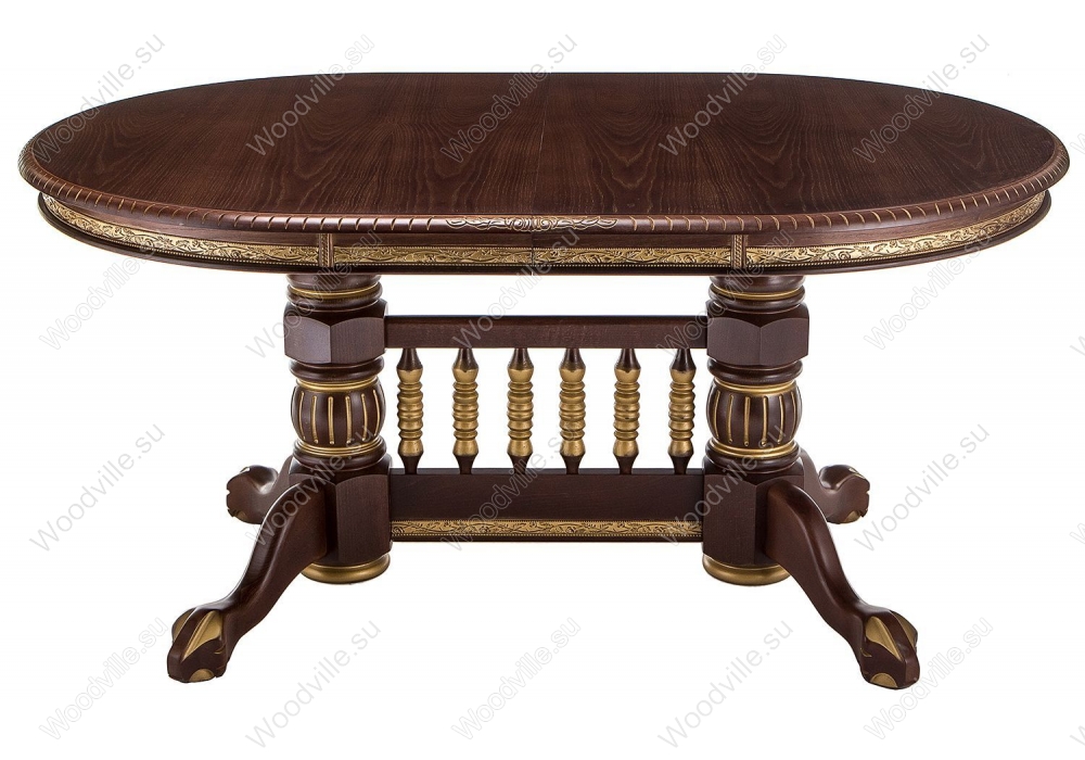 Деревянный стол Кантри 160 орех с золотой патиной