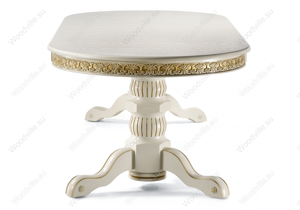 Деревянный стол Кассиль крем с золотой патиной