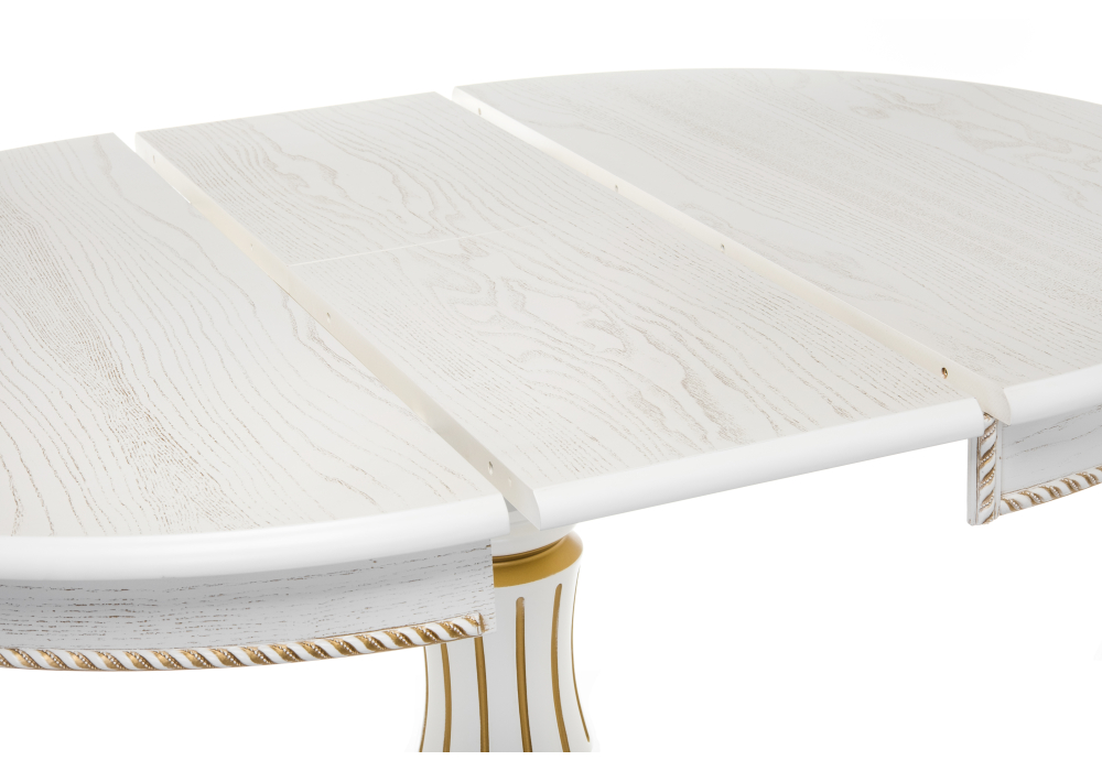 Деревянный стол Павия 100 молочный с золотой патиной