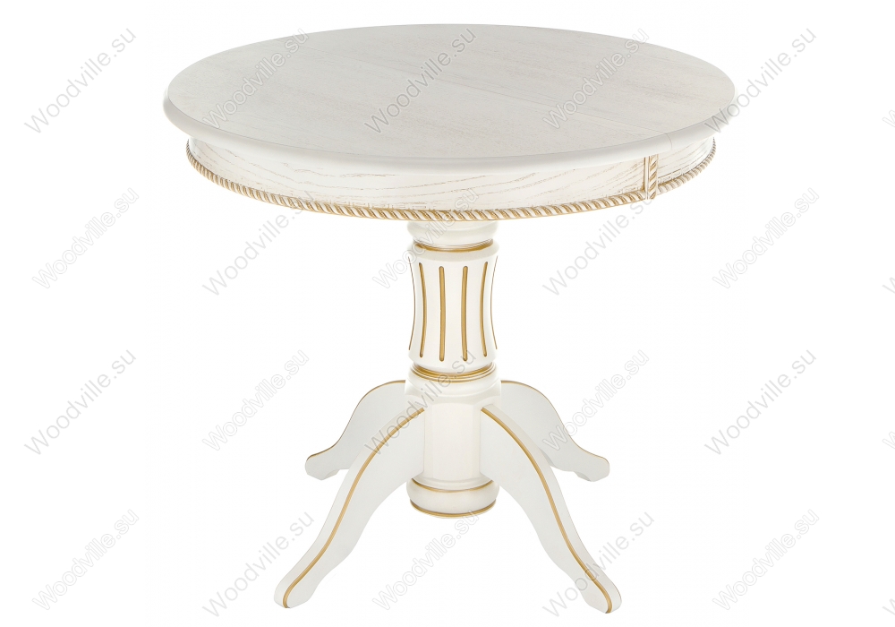 Деревянный стол Павия молочный с золотой патиной