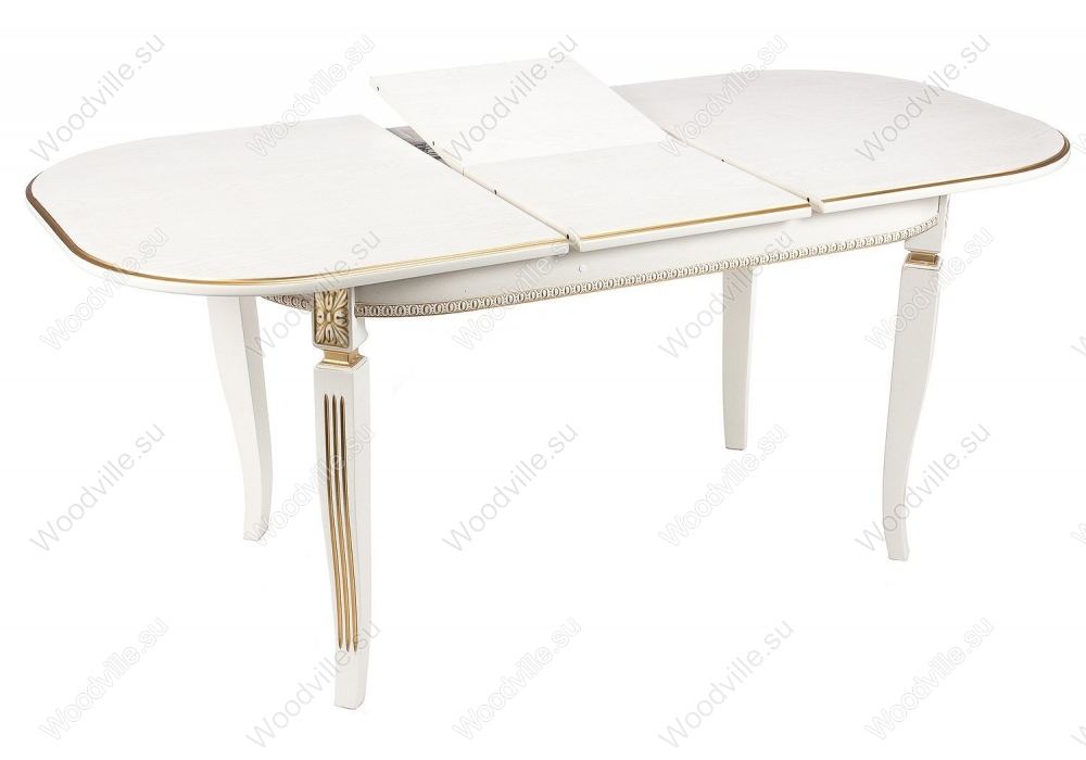 Деревянный стол Romeo молочный / патина золото
