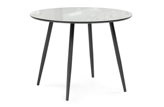 Стеклянный стол Абилин 100х76 ультра белый / черный / черный матовый