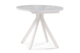Стеклянный стол Ален 90(120)х90х77 белый