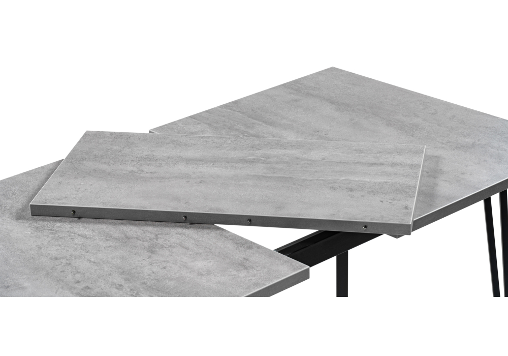 Стол раскладной Денвер Лофт 120(160)х75х75 25 мм бетон / черный матовый