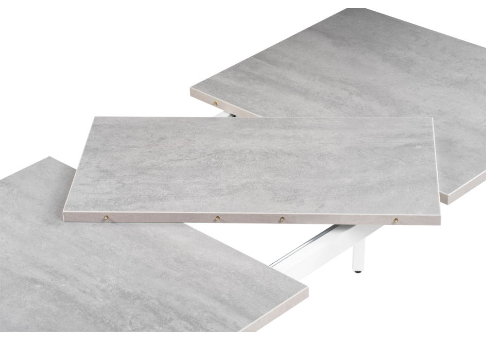 Стол раскладной Денвер Лофт 120 25 мм бетон / матовый белый