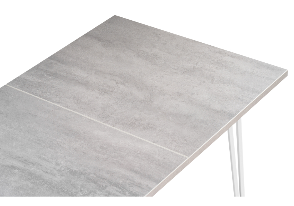 Стол раскладной Денвер Лофт 120(160)х75х75 25 мм бетон / матовый белый