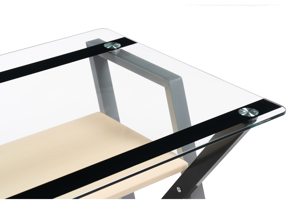 Компьютерный стол Gunar silver gray / clear glass