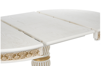 Деревянный стол Кассиль 260(330)х110х77 слоновая кость с золотой патиной