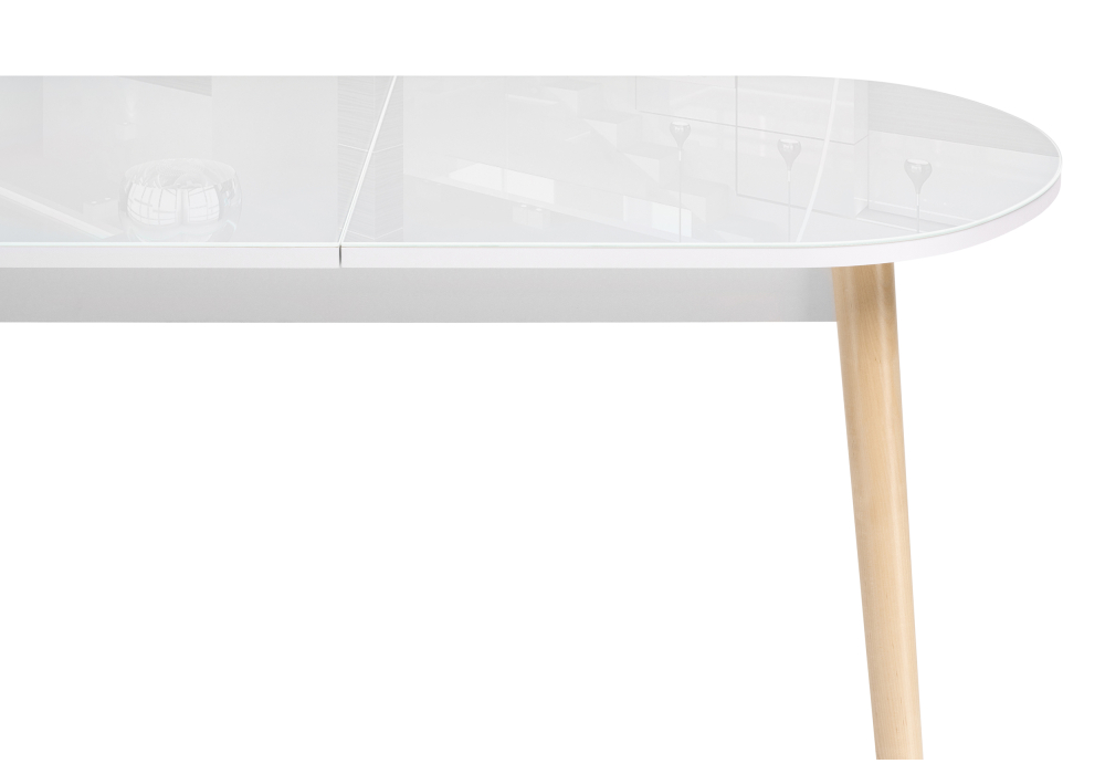 Стеклянный стол Клэйтон 130 белый / бук