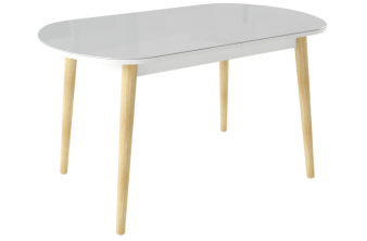 Стеклянный стол Клэйтон белый / бук