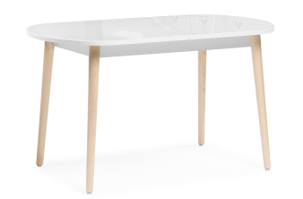 Стеклянный стол Клэйтон 130 белый / бук