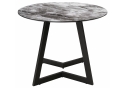 Стеклянный стол Алингсос 100(140)х100х76 черная шагрень / мрамор серый