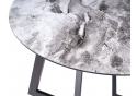 Стеклянный стол Алингсос 100(140)х100х76 черная шагрень / мрамор серый