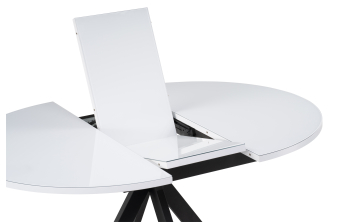 Стеклянный стол Абилин 100(140)х100х76 ультра белое стекло / черный / черный матовый