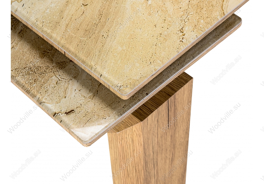 Стеклянный стол Давос бежевый мрамор
