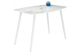 Стеклянный стол Эмма белый мрамор / белый
