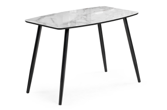 Стеклянный стол Эмма 110(150)х70х76 вставка стекло / черный / черная шагрень