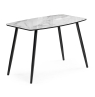 Стеклянный стол Эмма 110(150)х70х76 вставка стекло / черный / черная шагрень