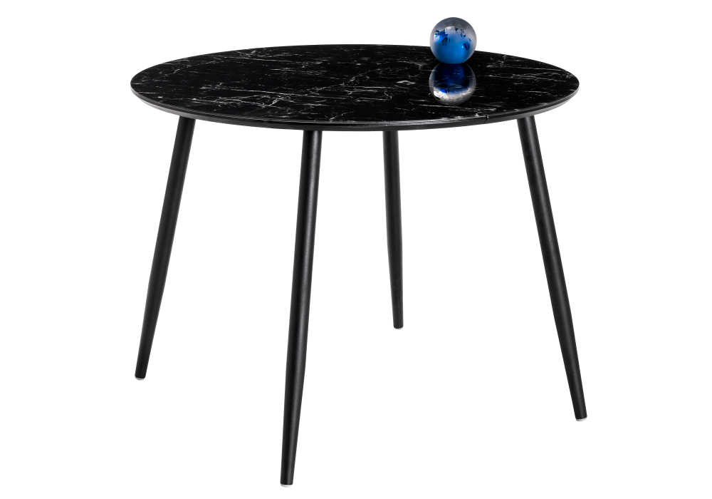 Стеклянный стол Кловис вставка стекло черный мрамор / черный