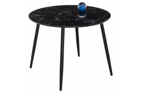 Стеклянный стол Кловис вставка стекло черный мрамор / черный