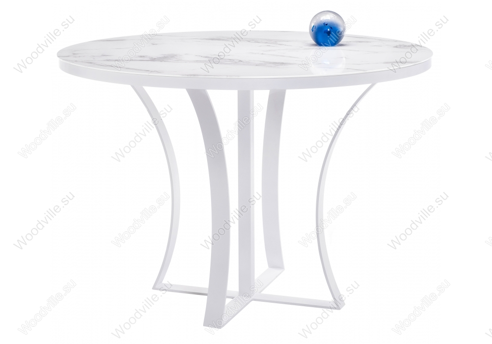 Стеклянный стол Нейтон мрамор белый / белый
