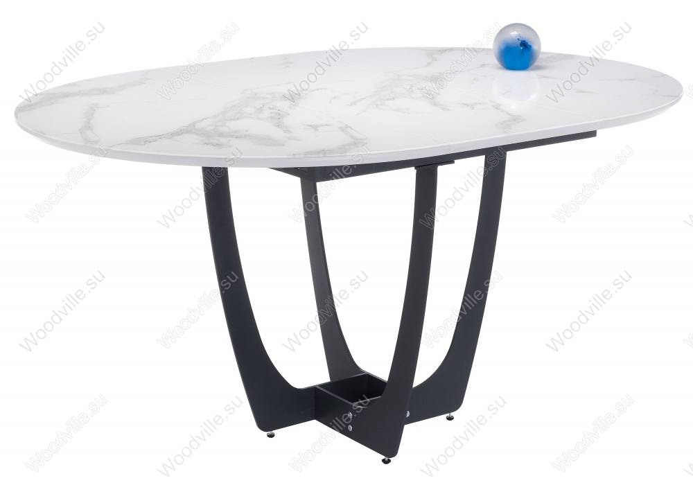 Стеклянный стол Венера графит / белый мрамор