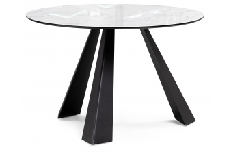 Стеклянный стол Вернер белый мрамор / черный