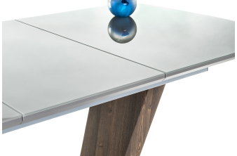 Стеклянный стол Алингсос 100(140)х100х76 черная шагрень / мрамор серый