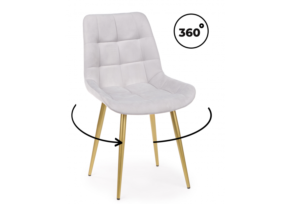 Стул на металлокаркасе Челси 360 К светло-серый (zd 960) / золотой