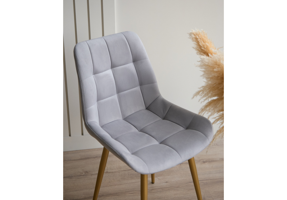 Стул на металлокаркасе Челси К светло-серый (zd 960) / золотой