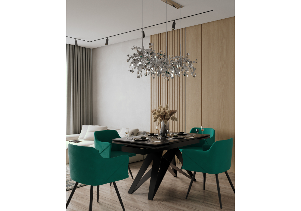 Стул на металлокаркасе Эджелл зеленый / черный