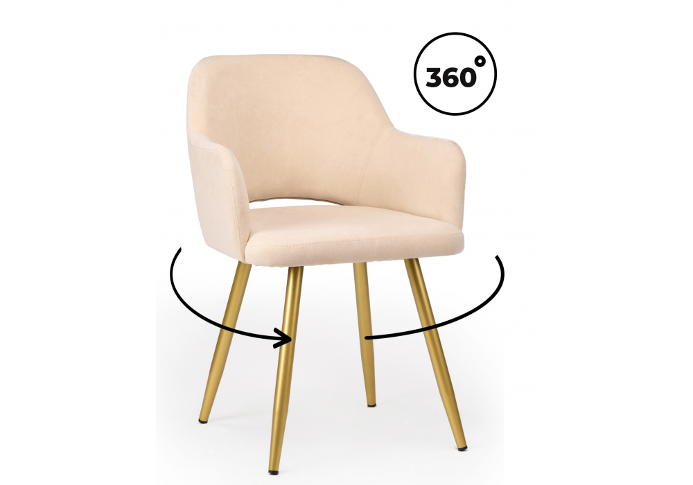Стул на металлокаркасе Эолин 360 бежевый (glory 03) / золотой
