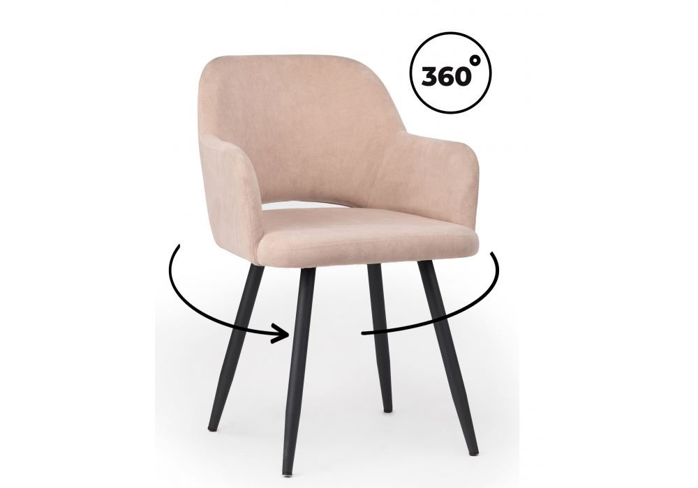 Стул на металлокаркасе Эолин 360 латте (glory 10) / черный