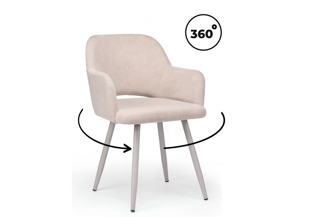 Стул на металлокаркасе Эолин 360 латте (glory 10) / серый