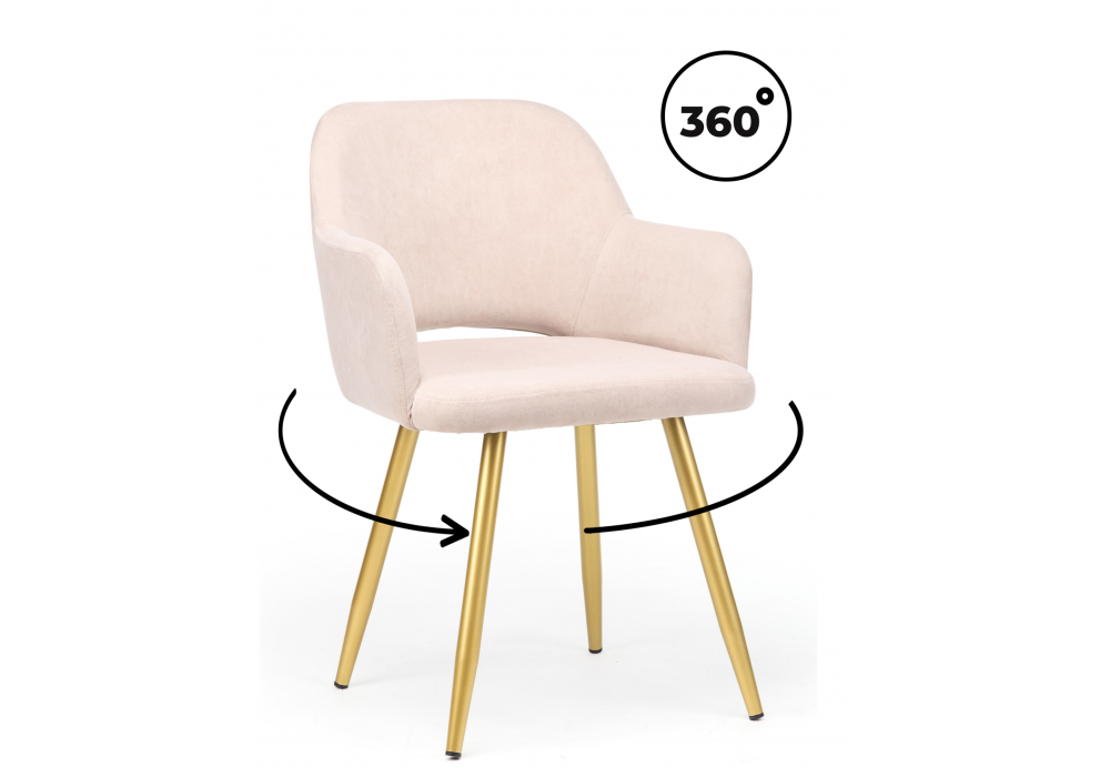 Стул на металлокаркасе Эолин 360 латте (glory 10) / золотой