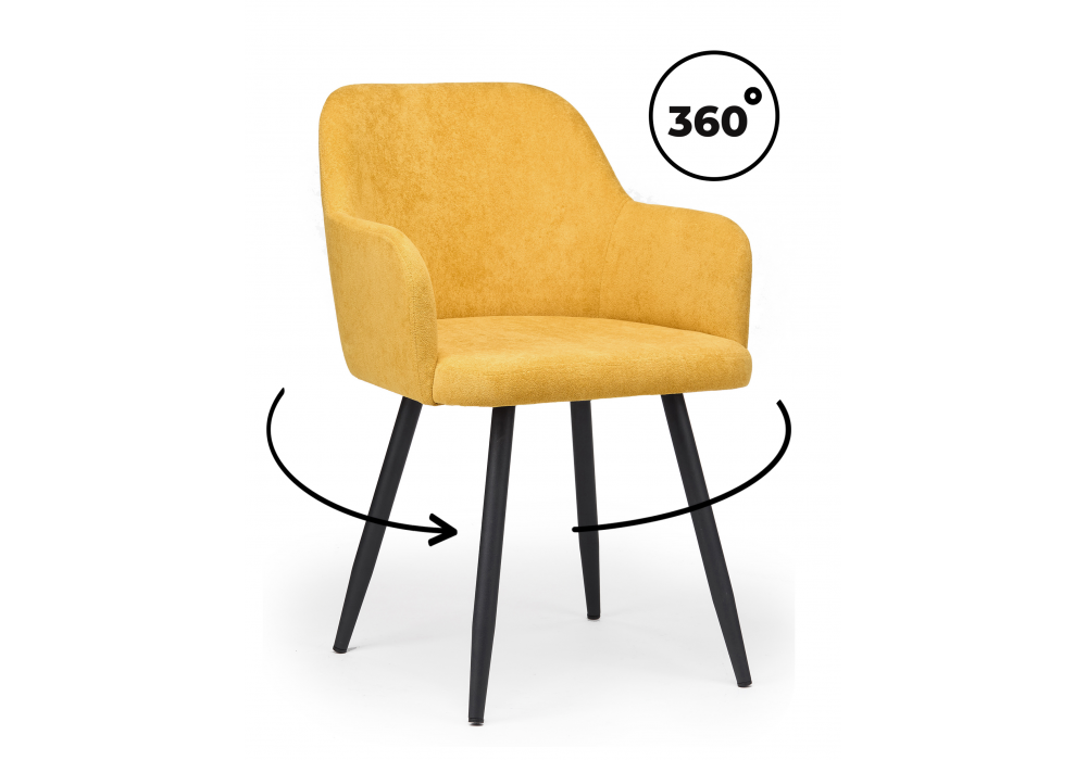 Стул на металлокаркасе Инфини 360 горчичный (ocean 016) / черный