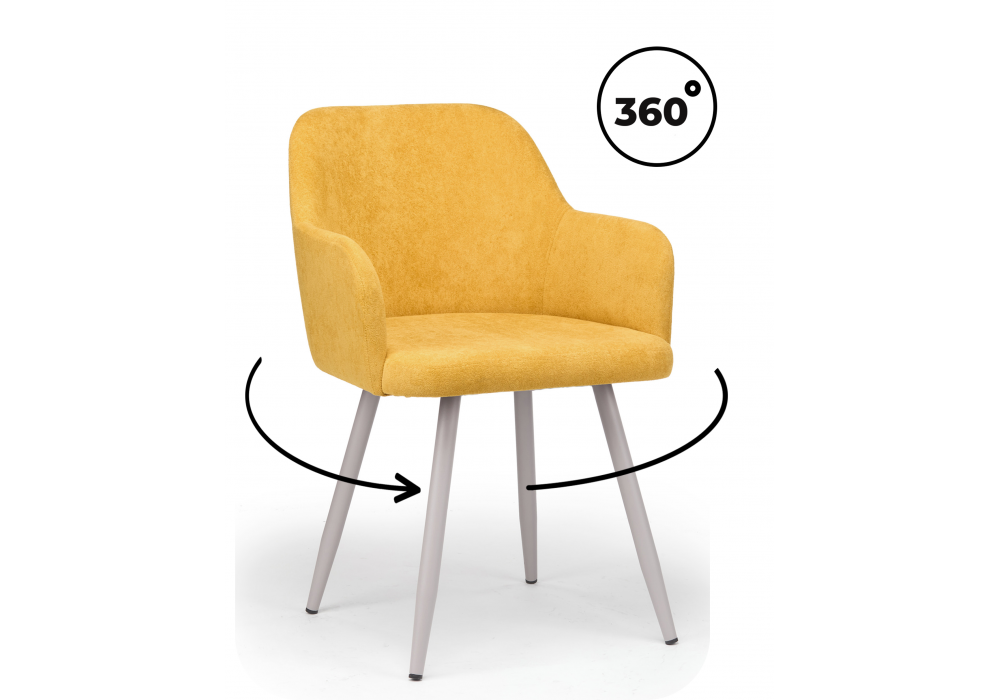 Стул на металлокаркасе Инфини 360 горчичный (ocean 016) / серый