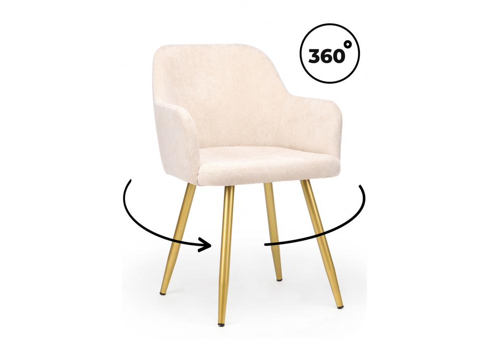Стул на металлокаркасе Инфини 360 латте (ocean 003) / золотой