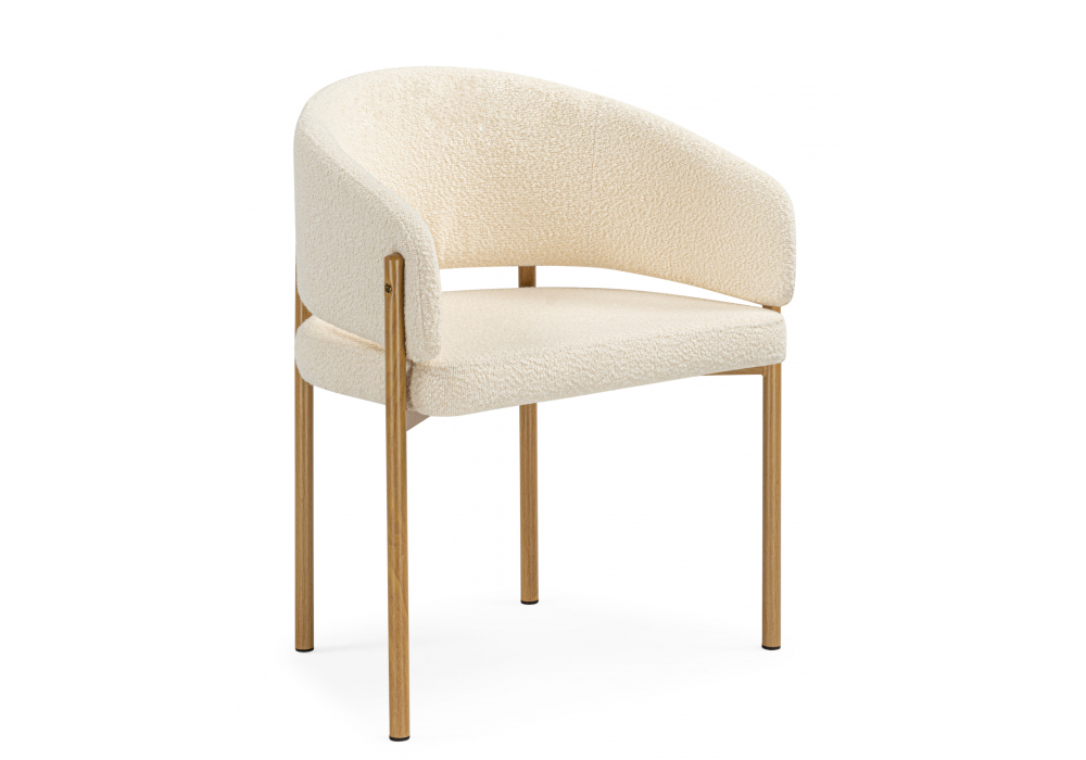 Стул на металлокаркасе Janin букле белый / цвет дерево