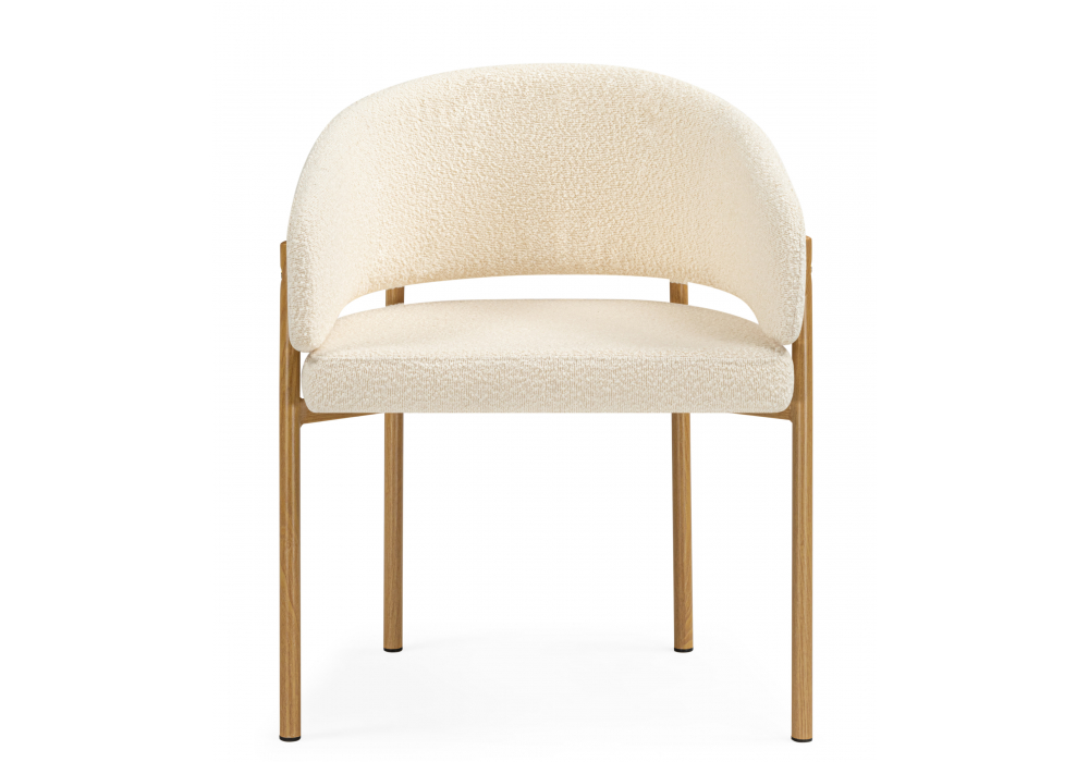 Стул на металлокаркасе Janin букле белый / цвет дерево