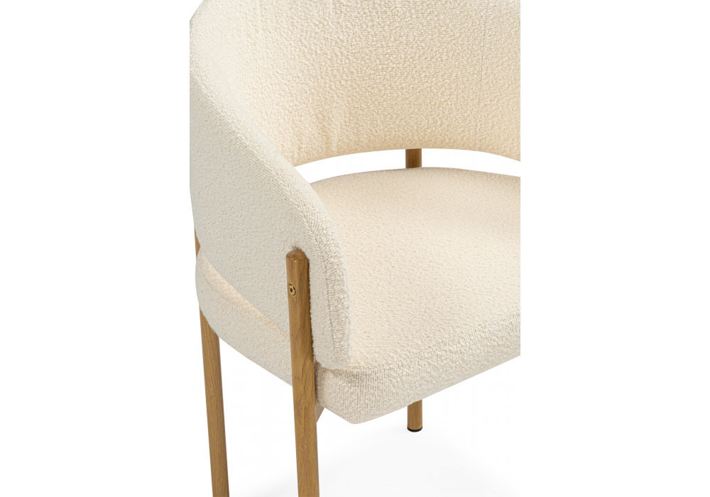 Стул на металлокаркасе Janin букле белый / цвет дерево