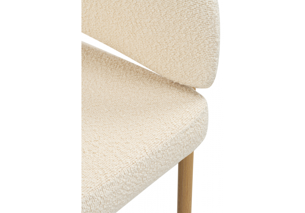 Стул на металлокаркасе Janin букле белый / цвет дерево