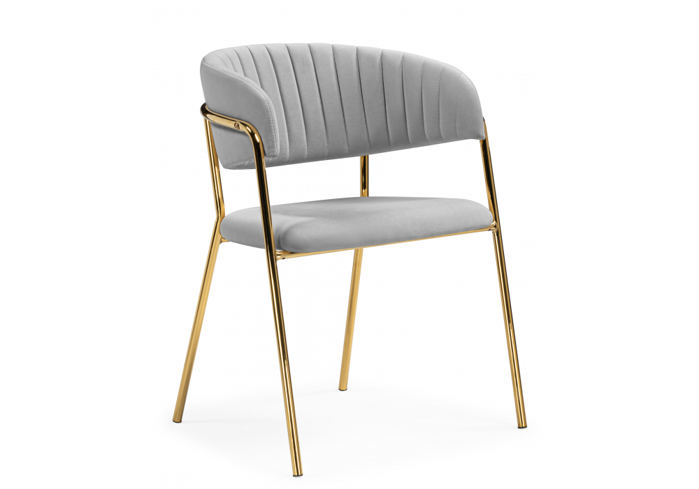 Стул на металлокаркасе Kamelia велюр светло-серый / золотой