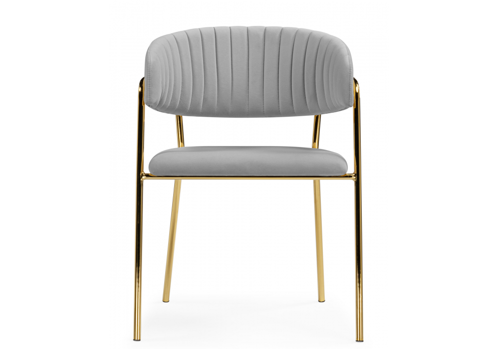 Стул на металлокаркасе Kamelia велюр светло-серый / золотой